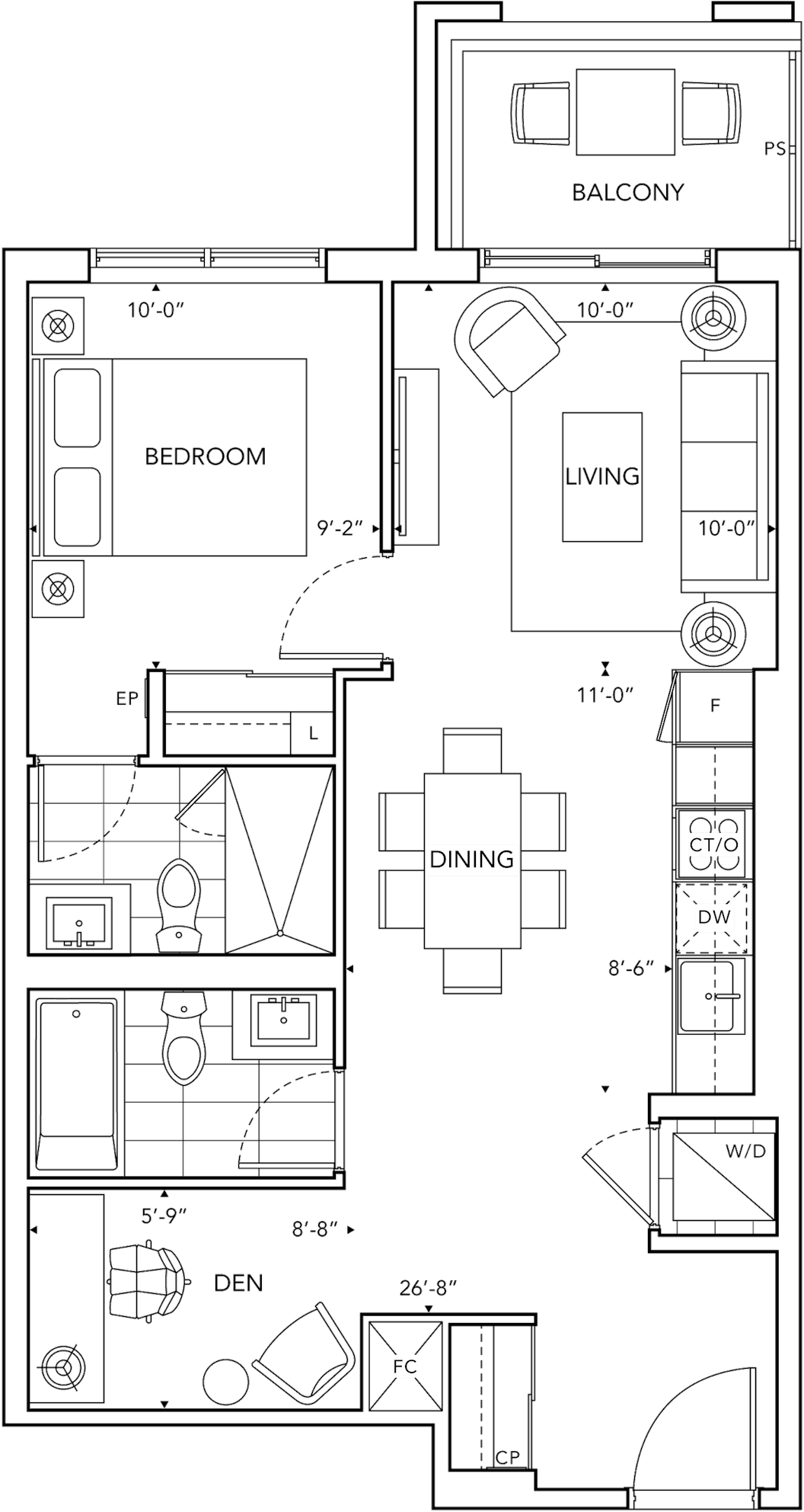 6080 Yonge 1W+D Floorplan