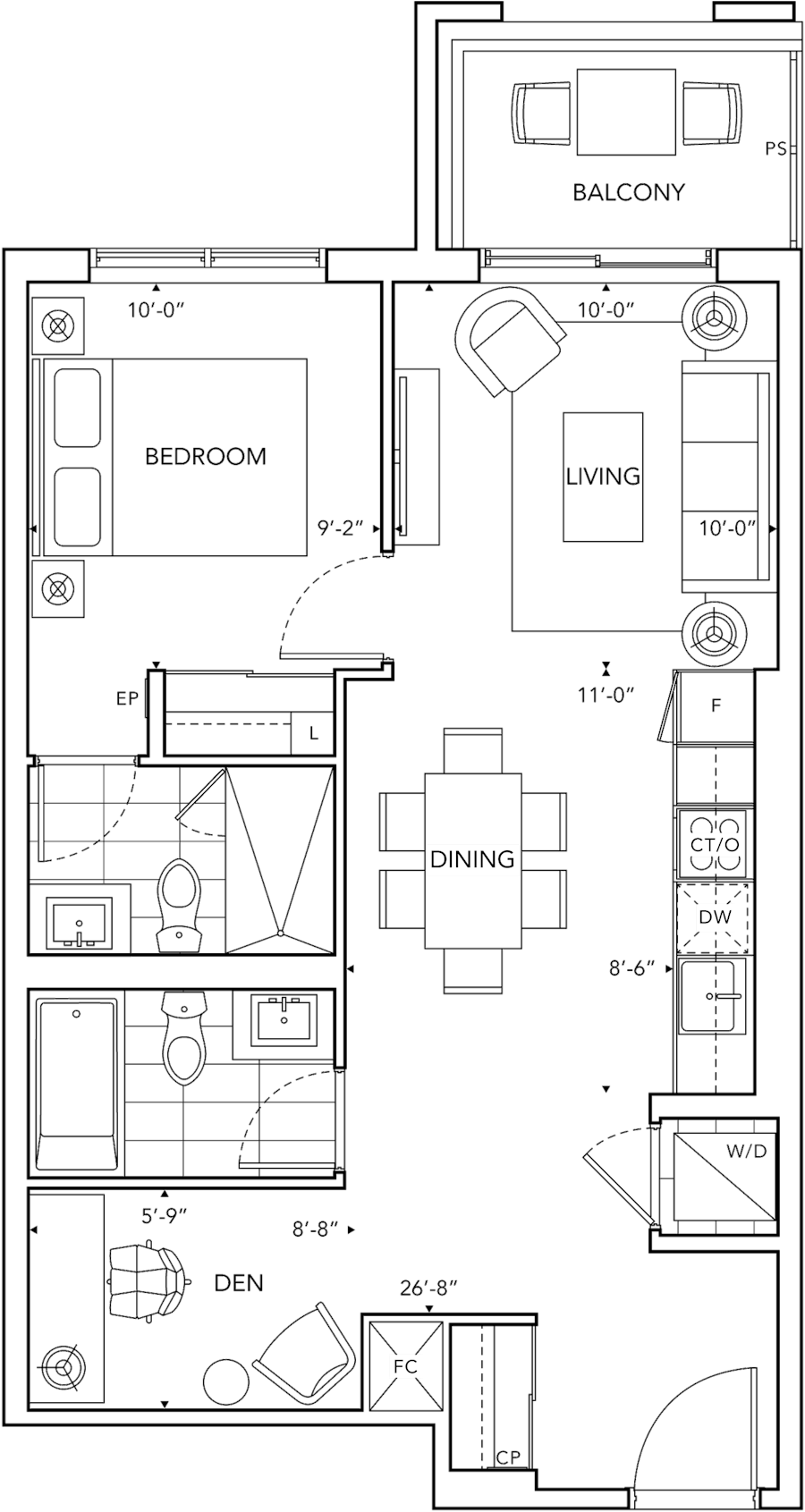 6080 Yonge 1W+D Floorplan
