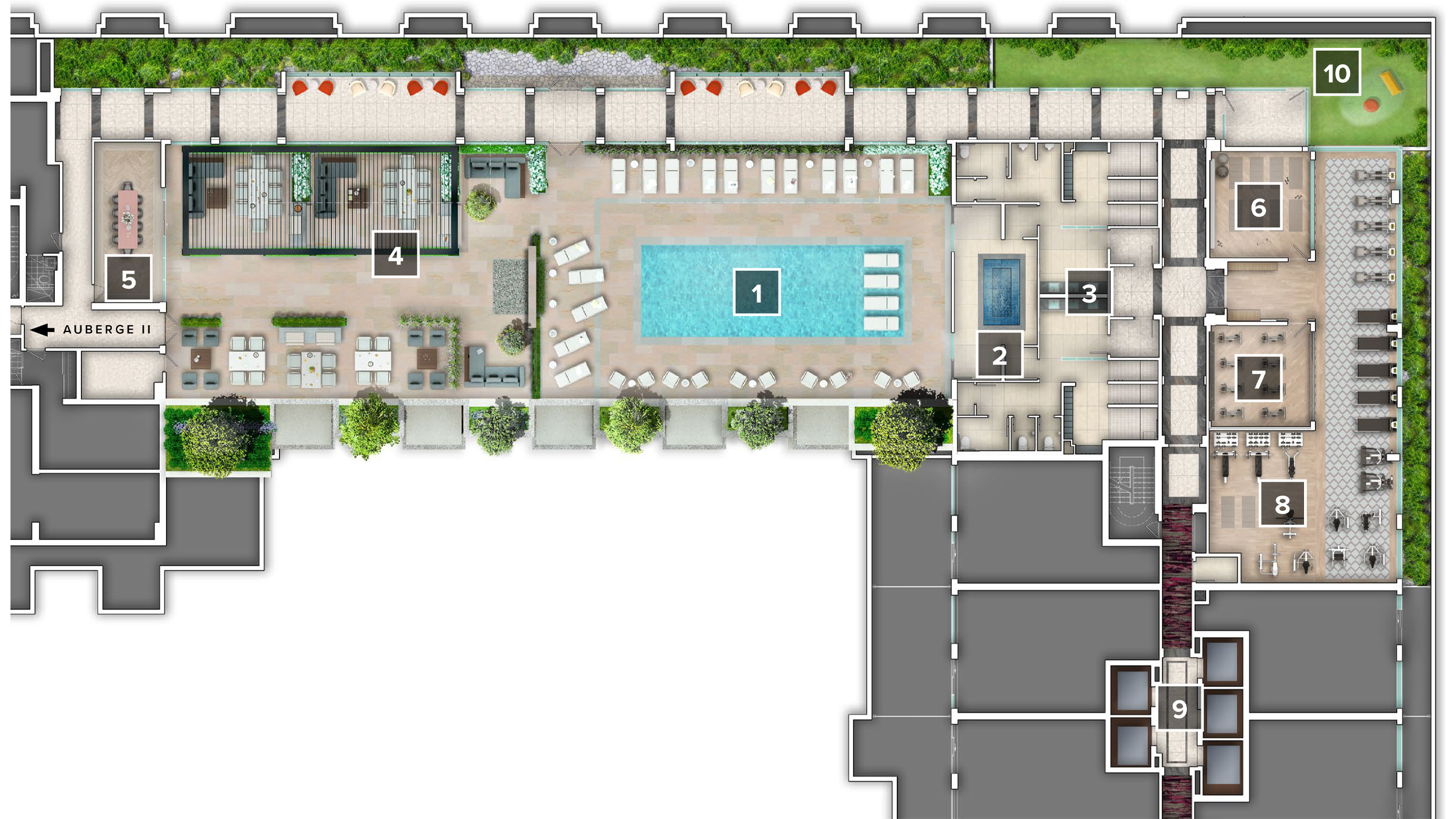 Auberge On The Park 5th Floor Amenity Plan