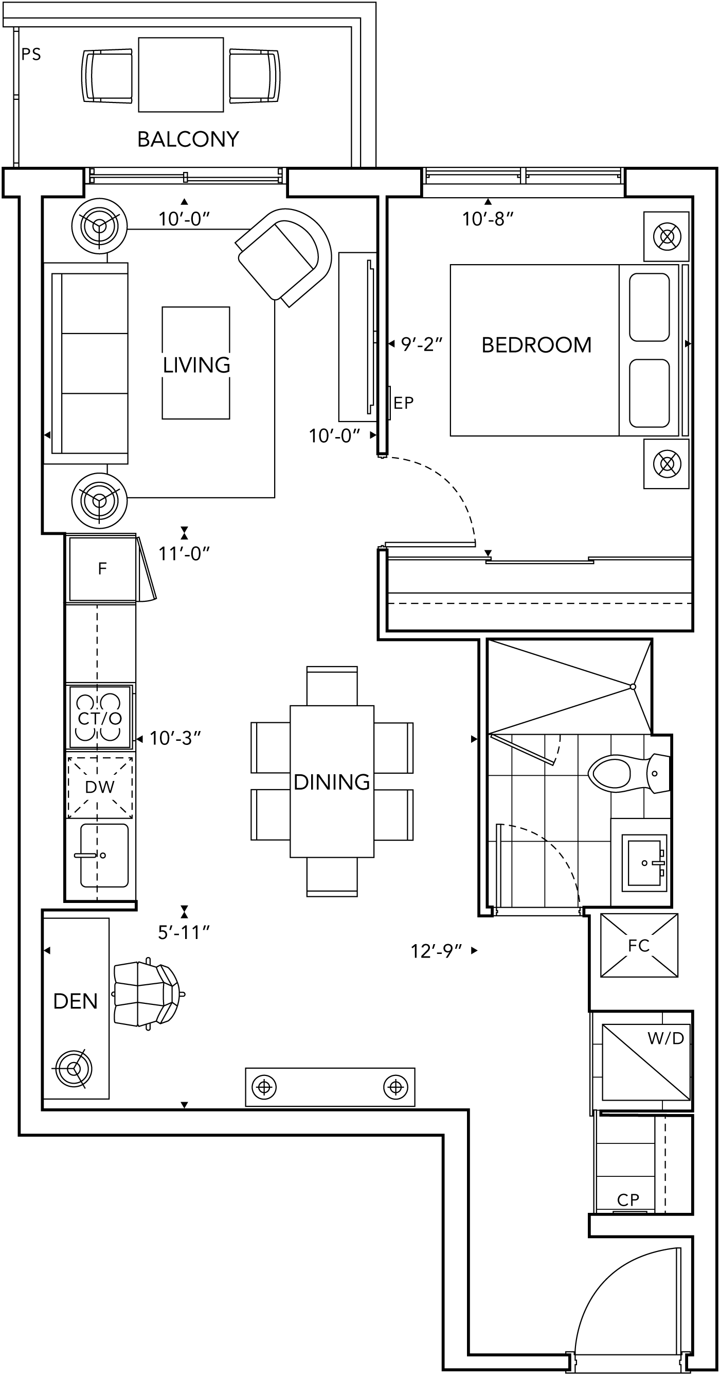 6080 Yonge 1U+D Floorplan