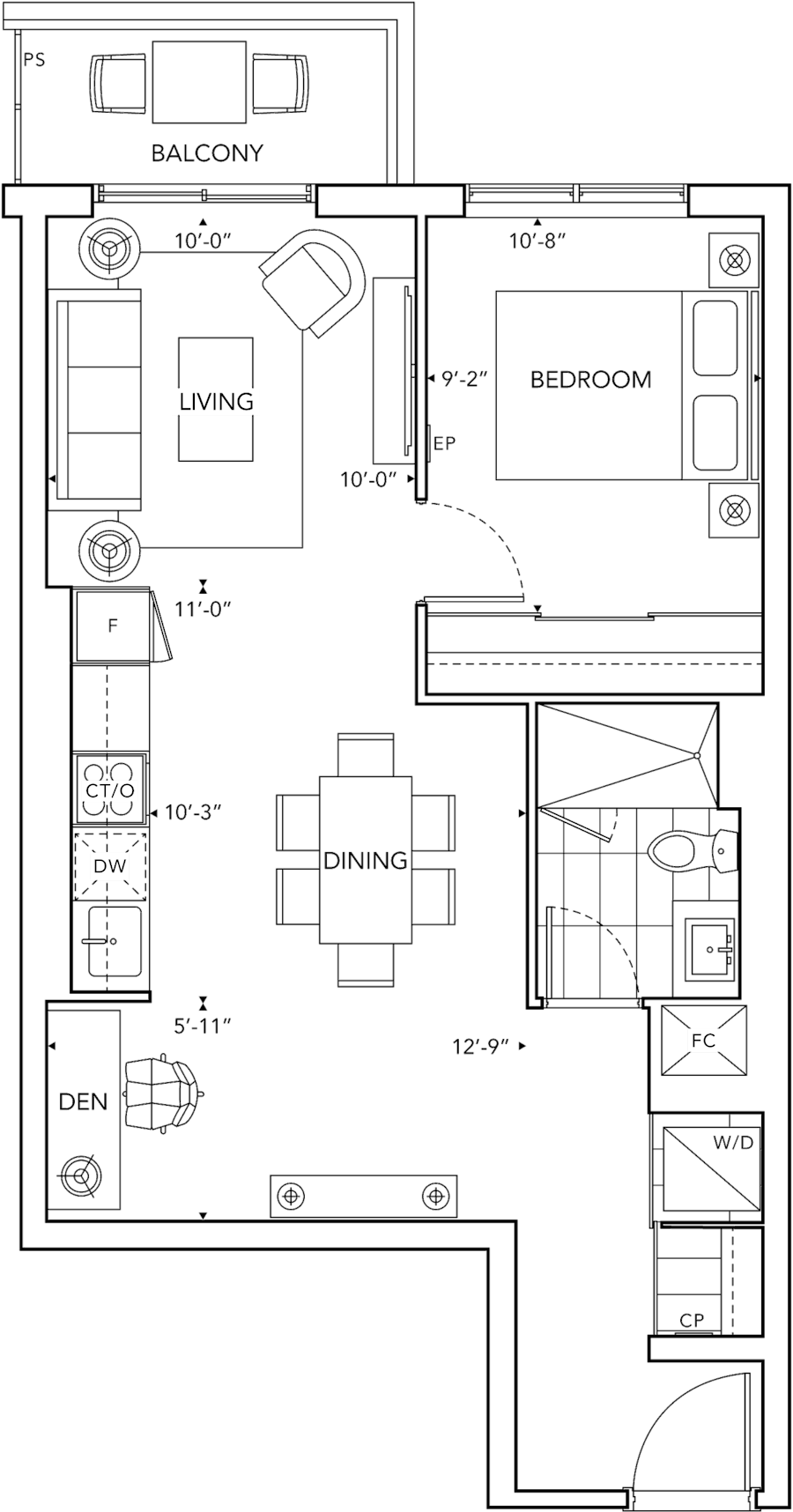 6080 Yonge 1U+D Floorplan