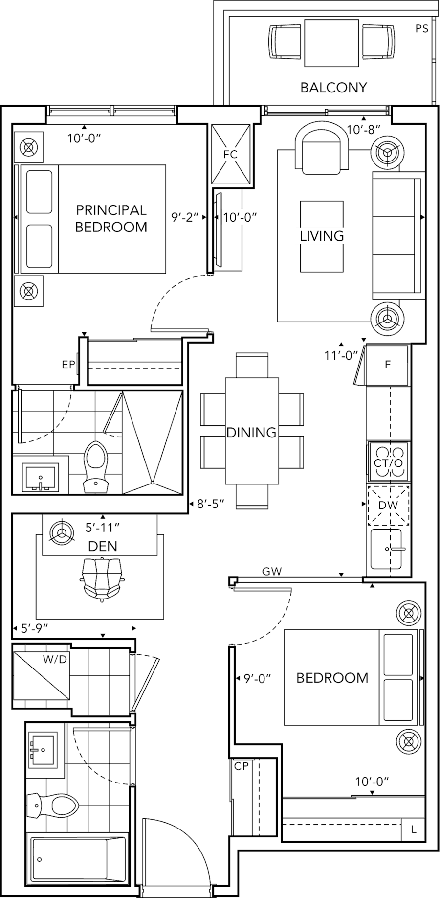 6080 Yonge 2G+D-I Floorplan