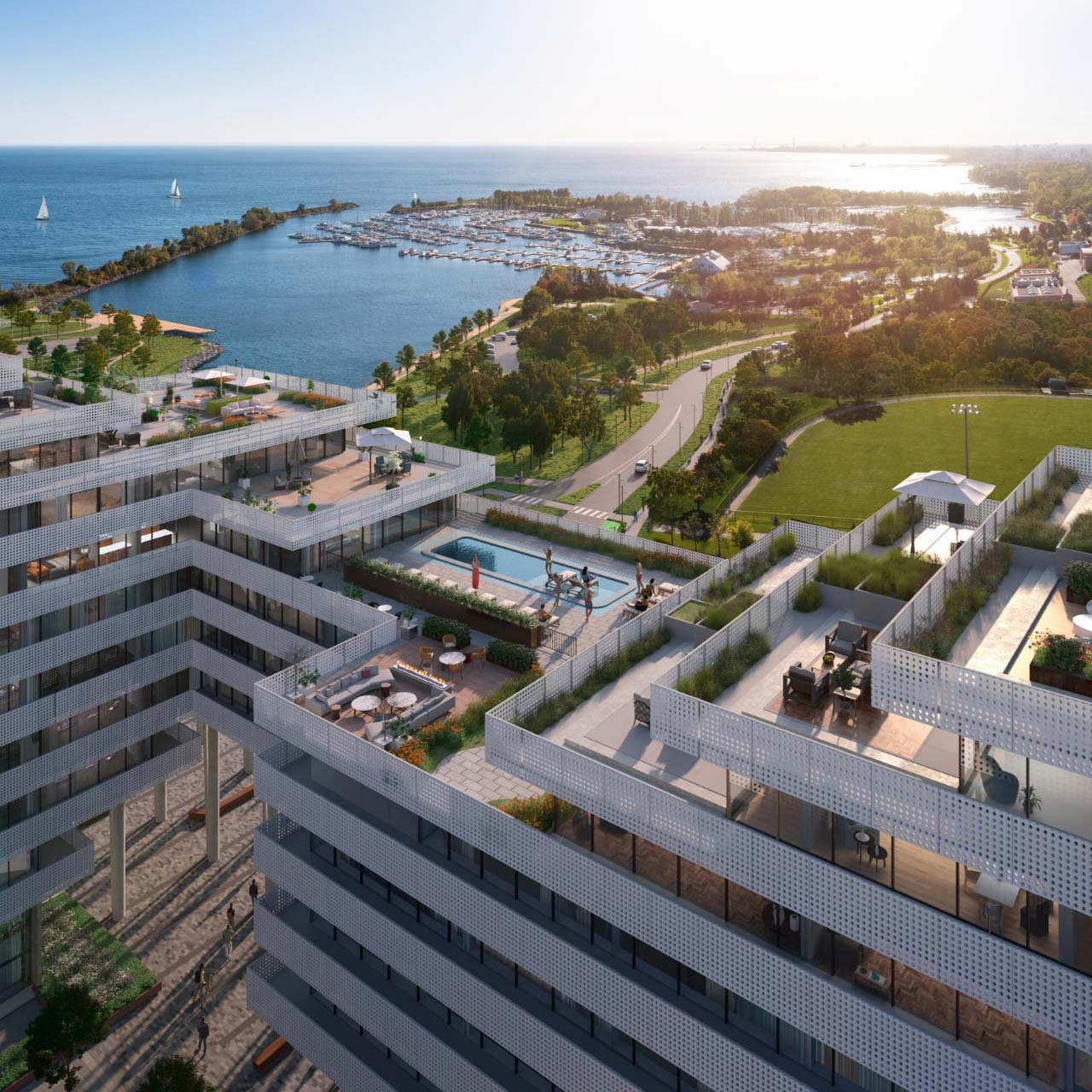 Aerial view of Harbourwalk at Lakeview Village