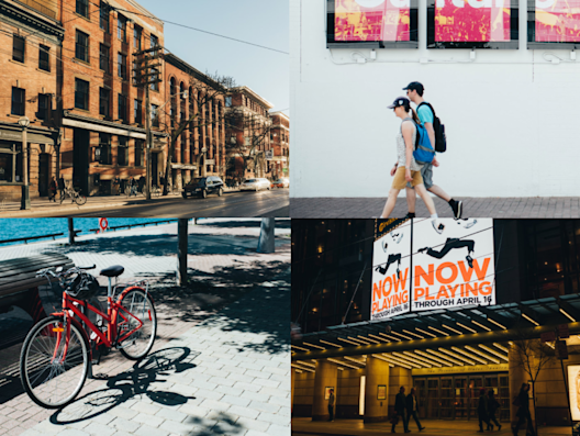 A collage of images showing the area around The Well Condo