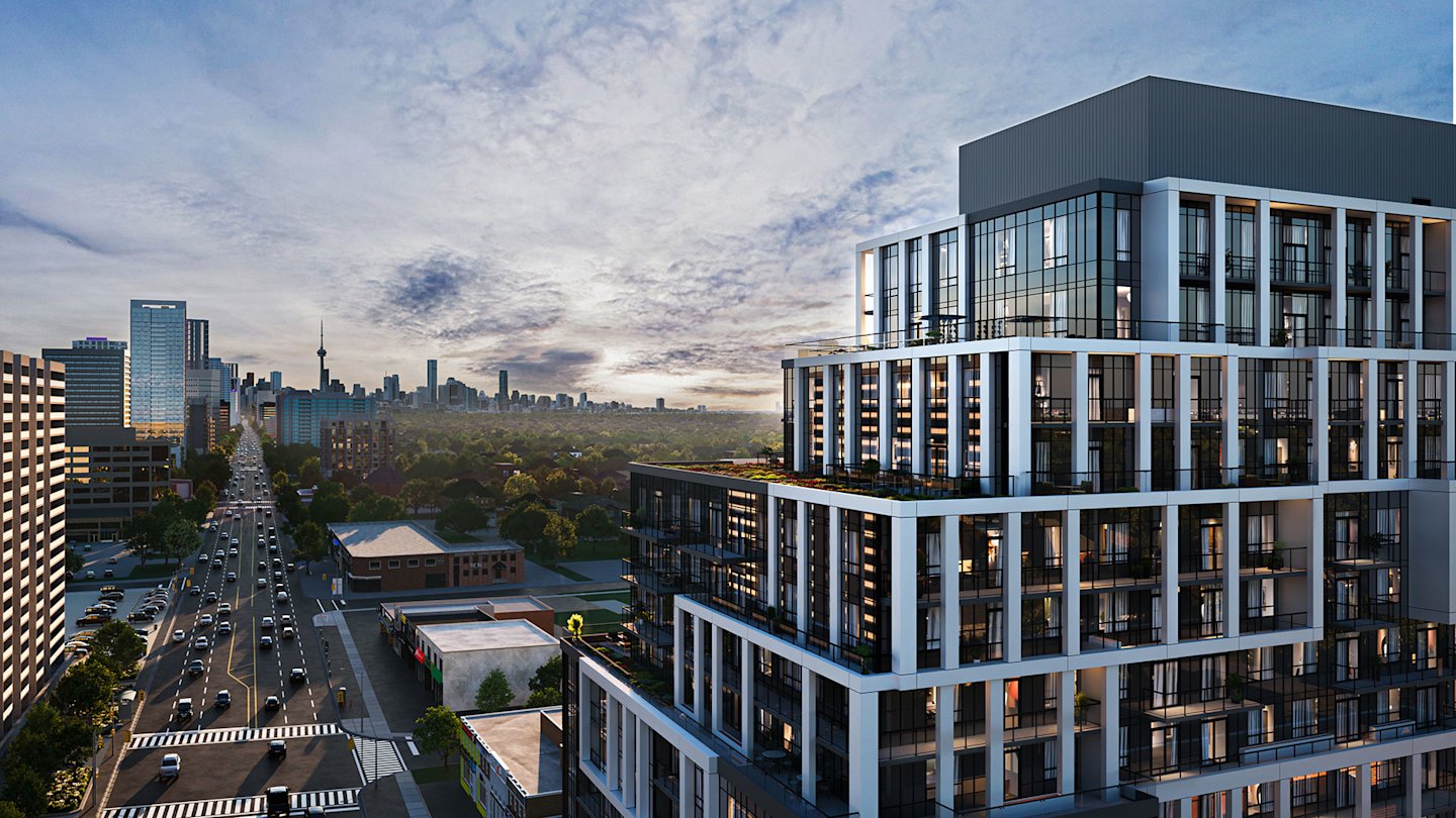 Aerial rendering view of 6080 Yonge St. condos coming to North York