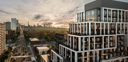 Aerial rendering view of 6080 Yonge St. condos coming to North York