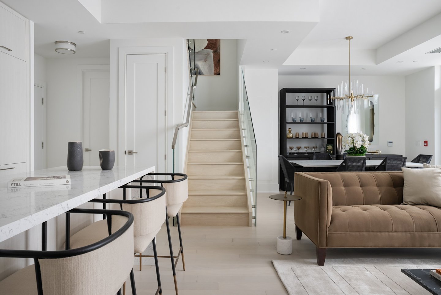 Edenbridge Garden Townhome Suite 121 Kitchen and Stairs