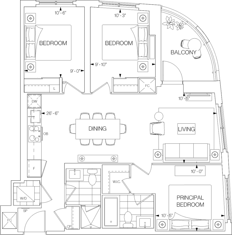 Westerly Condo Suite 3A Floorplan