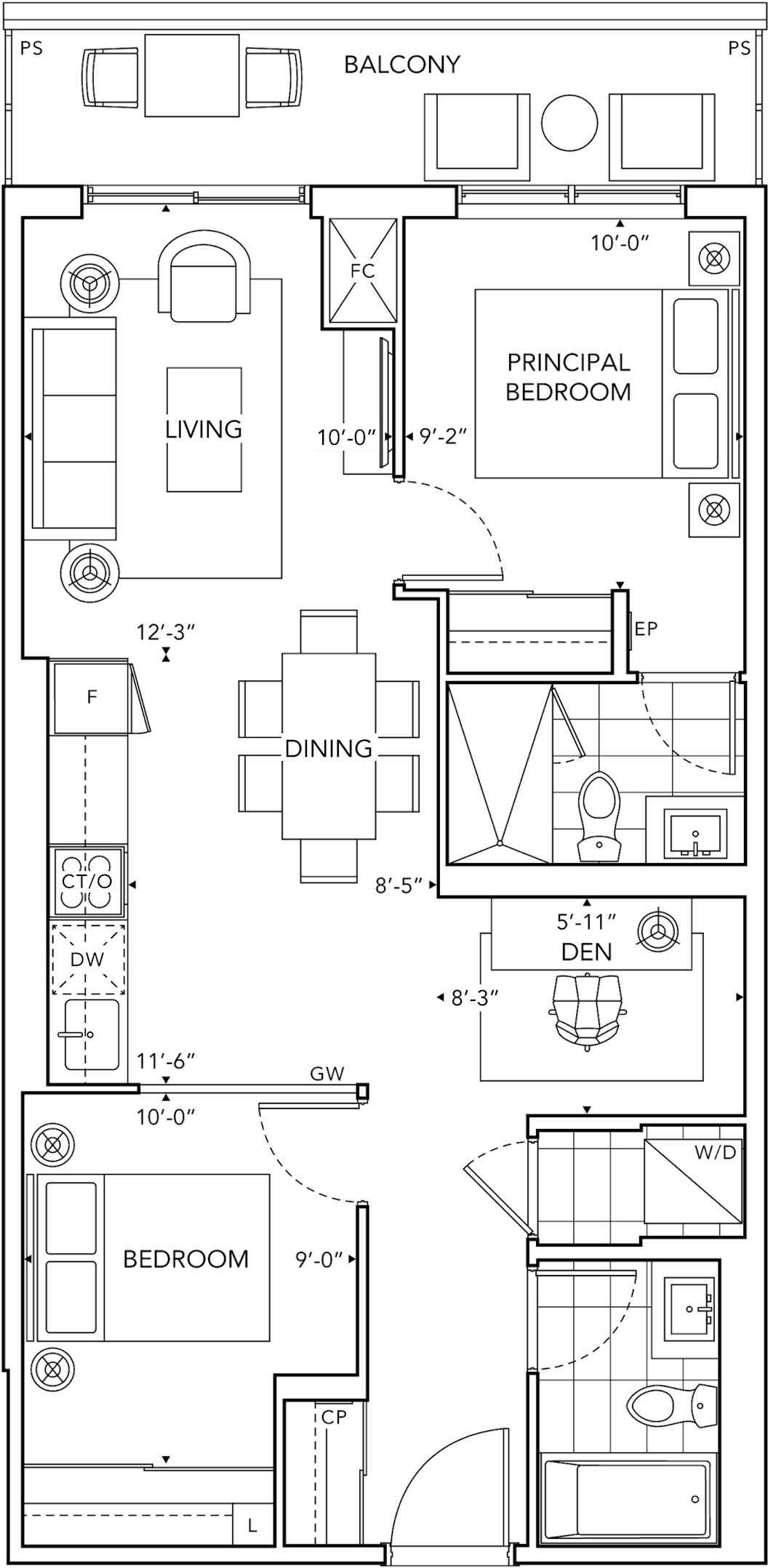 6080 Yonge 2H+D-I Floorplan