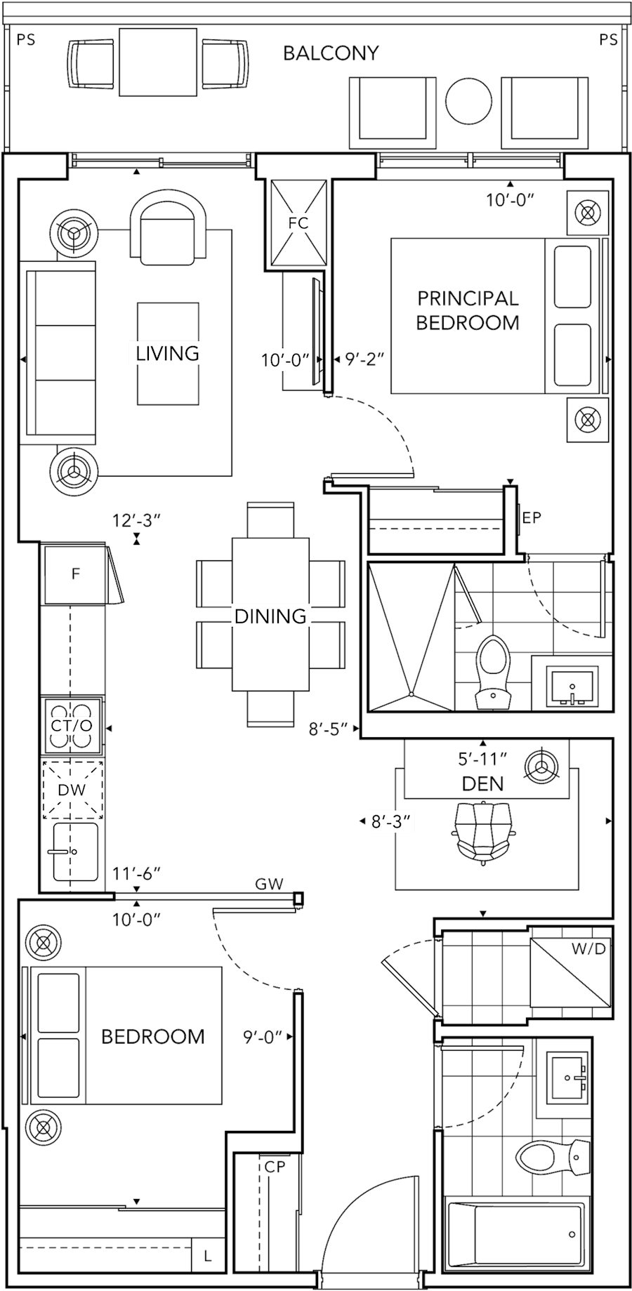 6080 Yonge 2H+D-I Floorplan