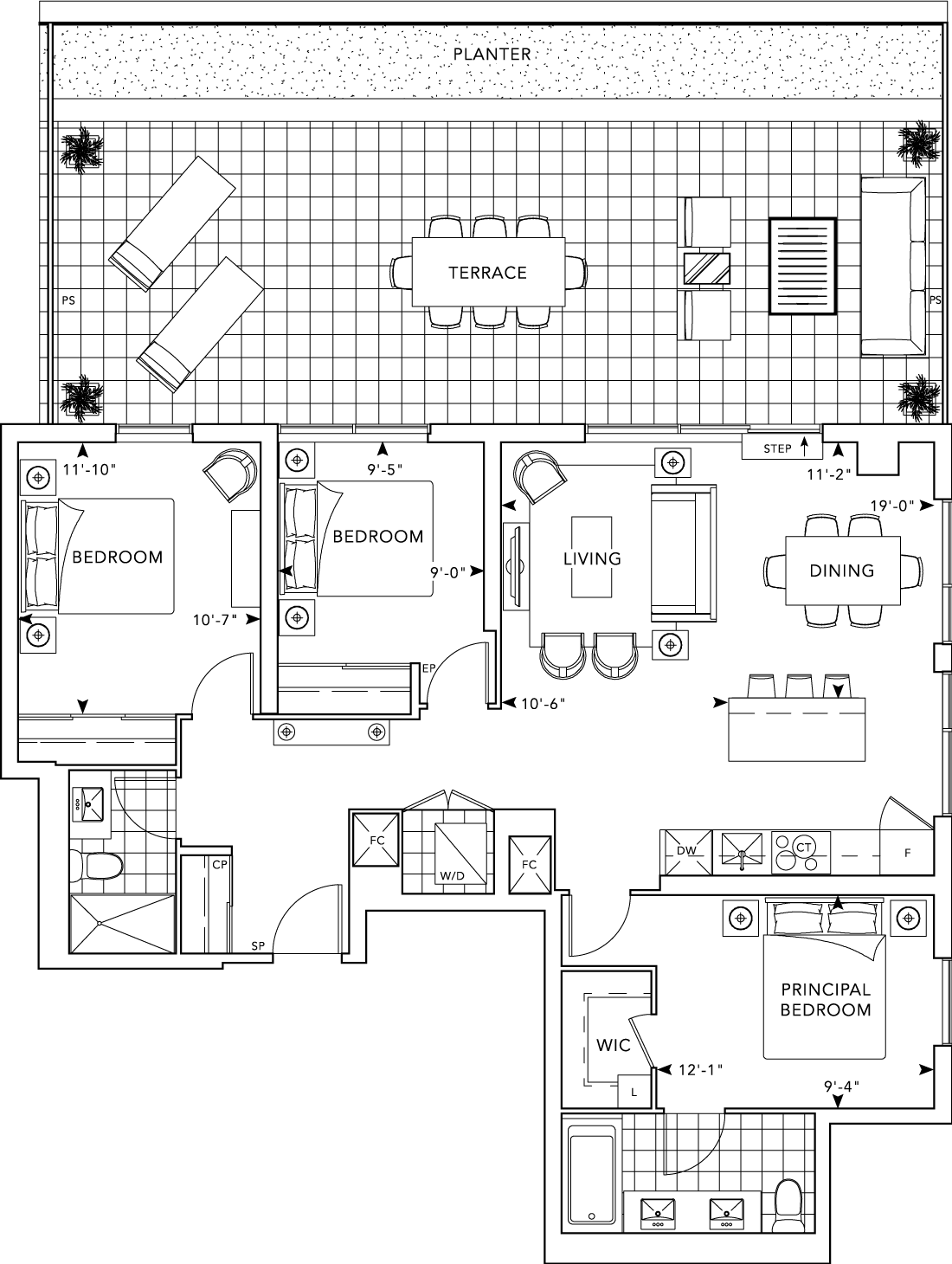 MRKT Condo Suite 3BT floorplan