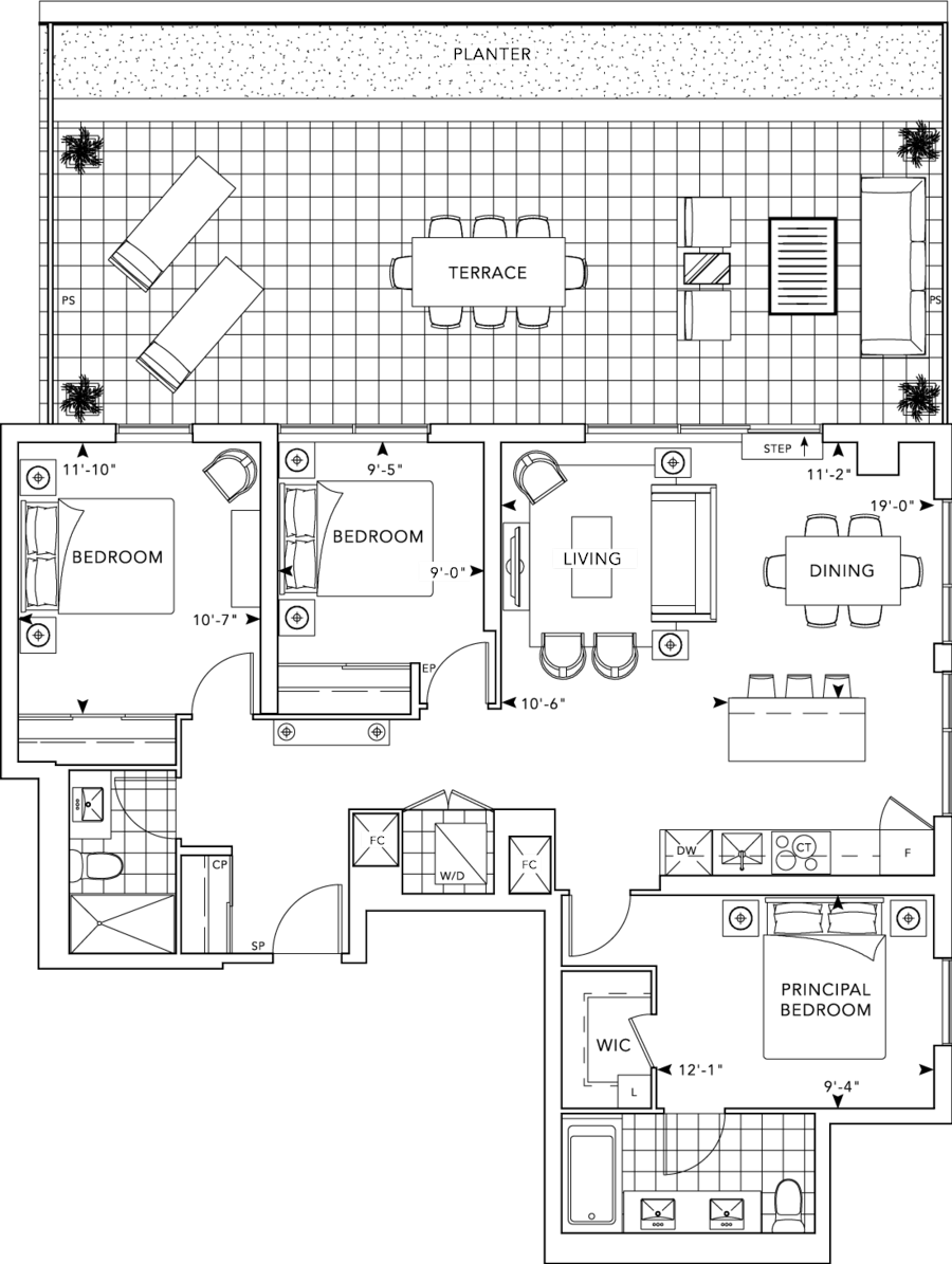MRKT Condo Suite 3BT floorplan
