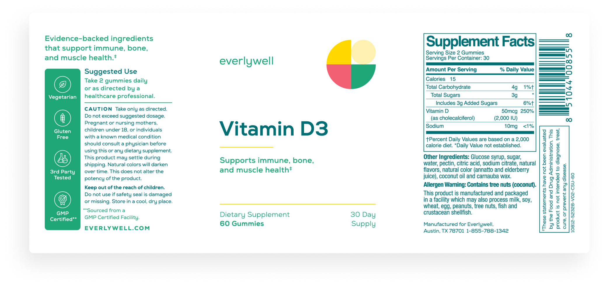 Supplement Label for Vitamin D3 Chewables