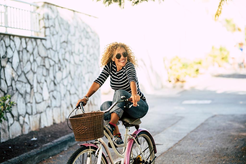 Woman riding bike