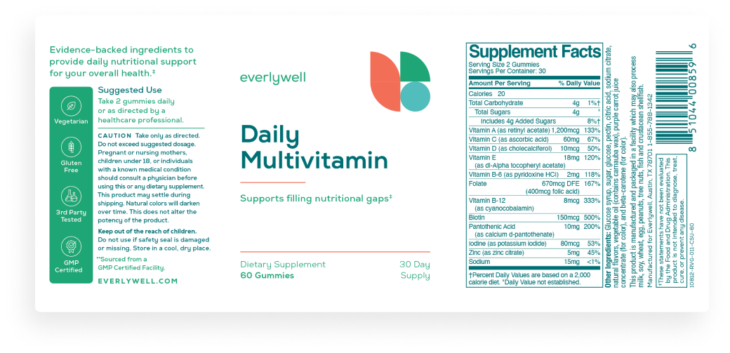 Multivitamin Supplement Label