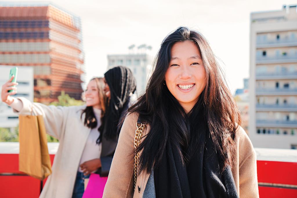 Woman smiling friends