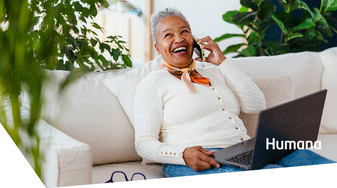 Cheerful woman talking on smartphone