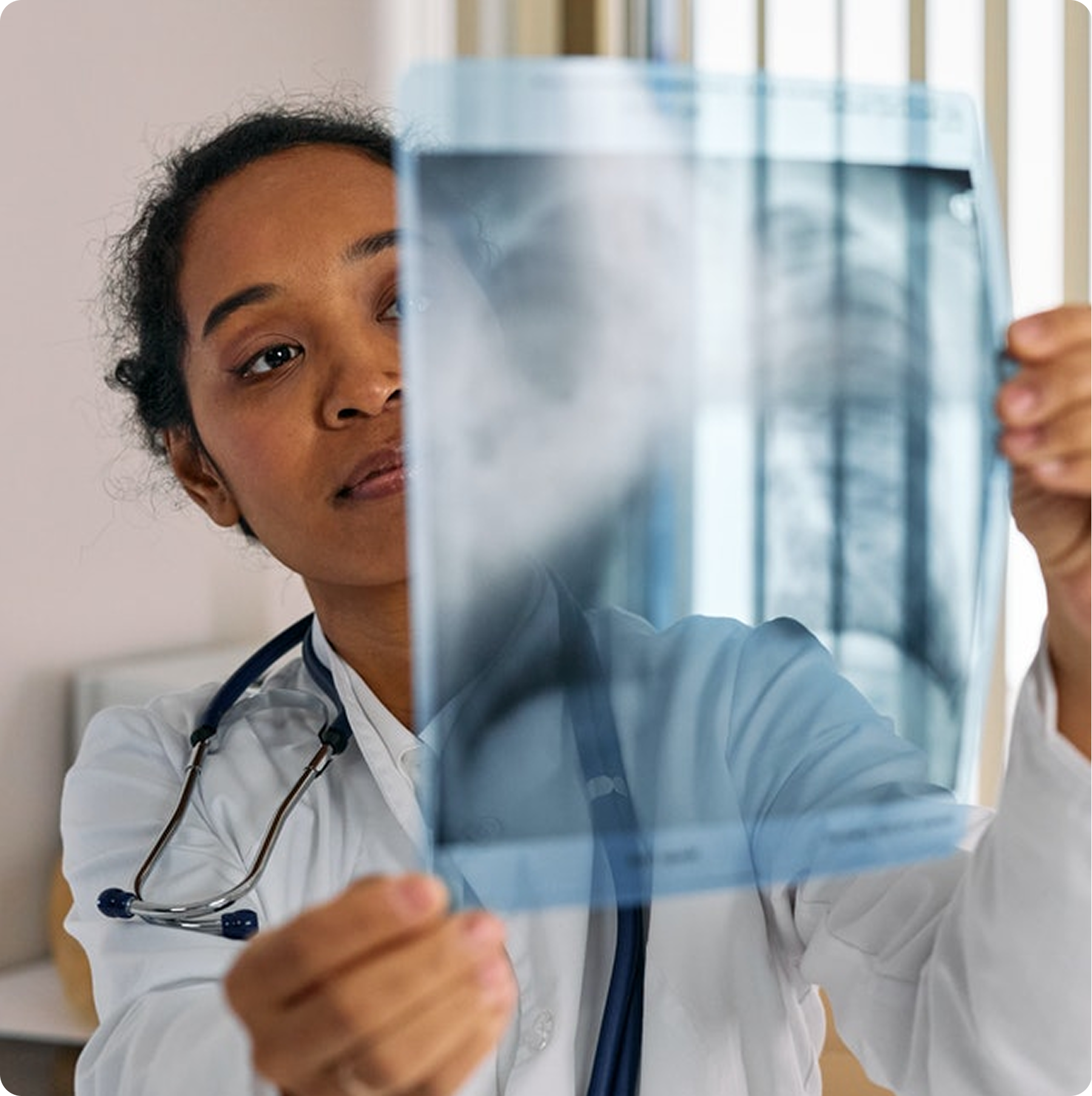 A woman reviewing health information at home