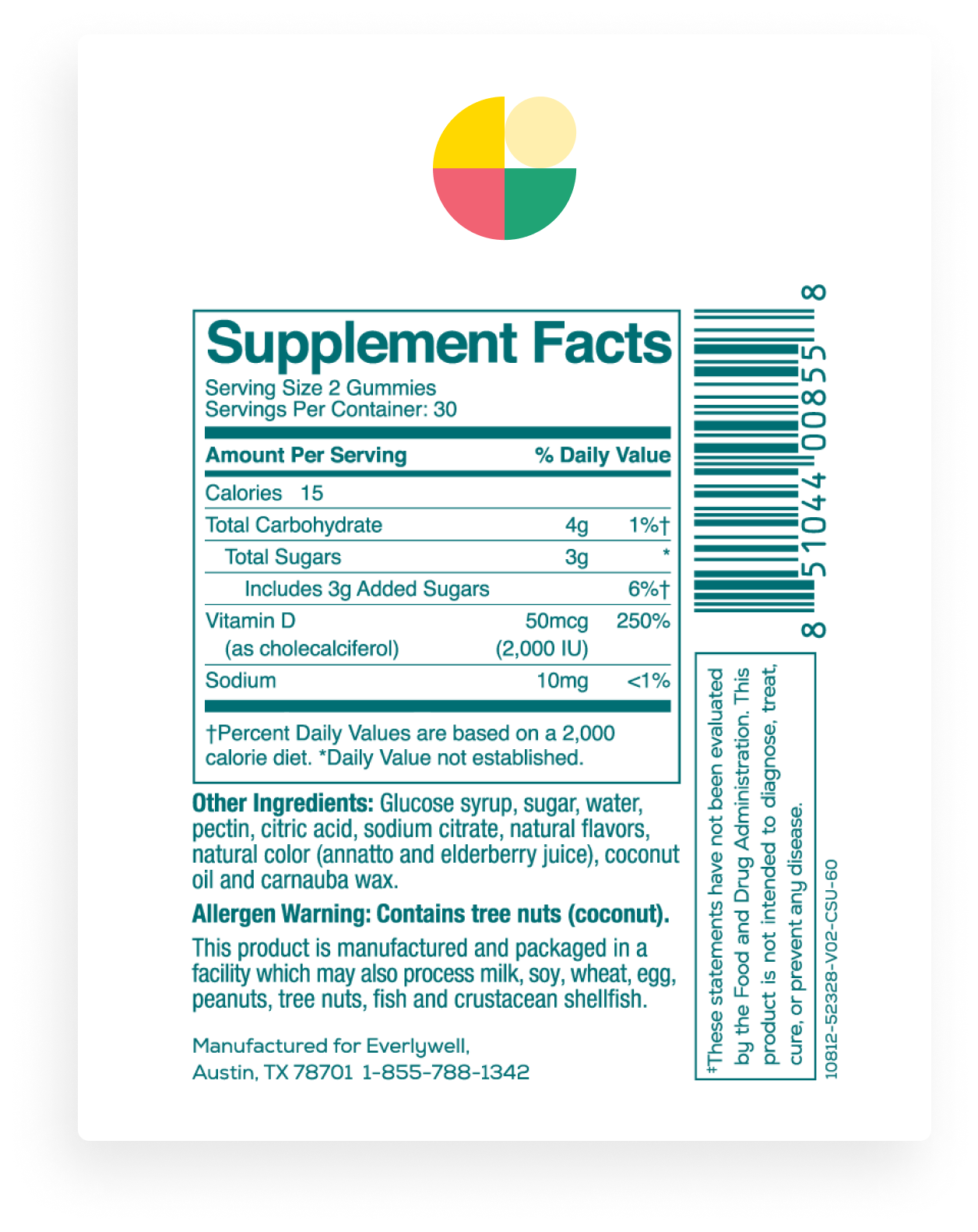 Supplement Facts for Vitamin D3 Gummies