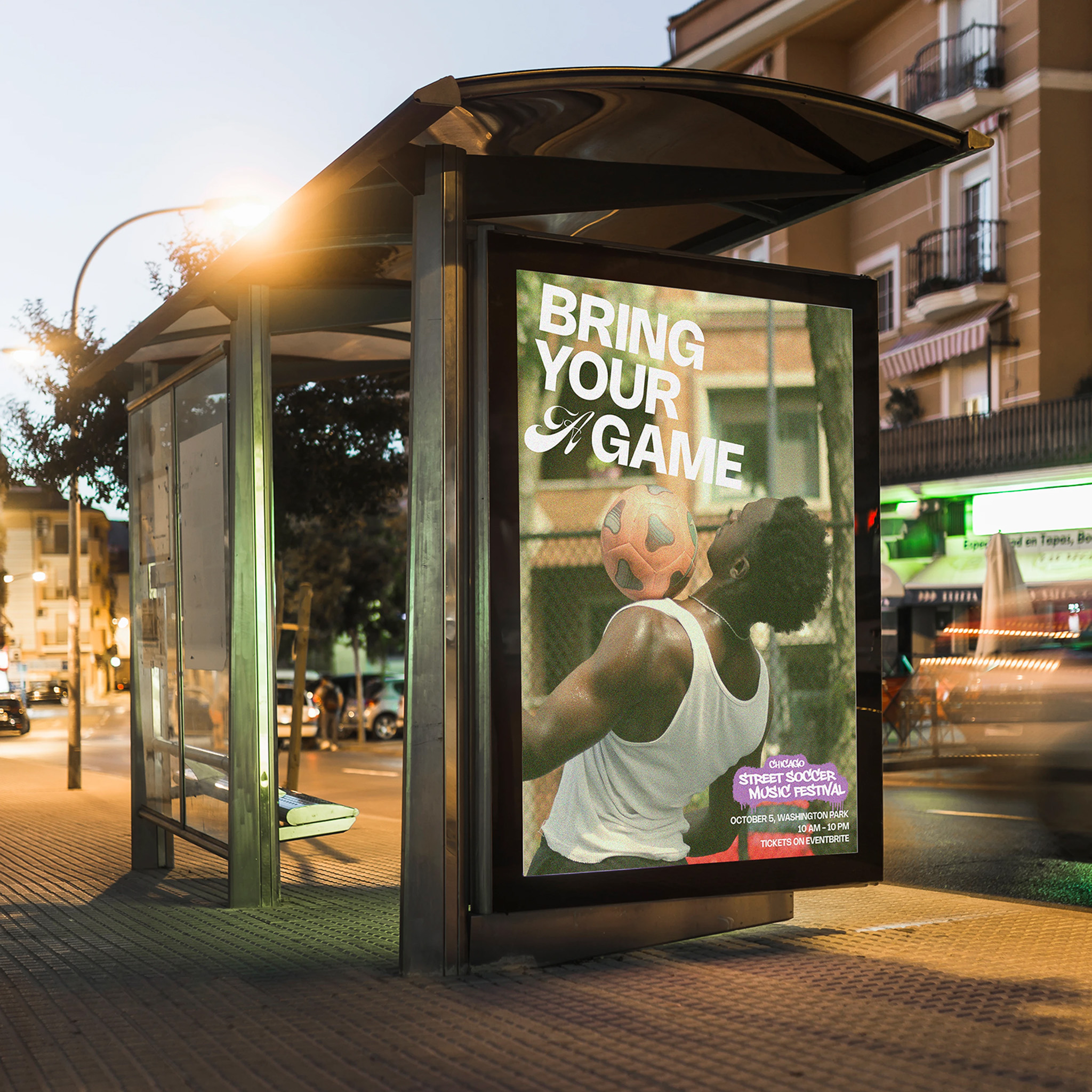 Chicago Street Soccer - Bus Stop Ad 1