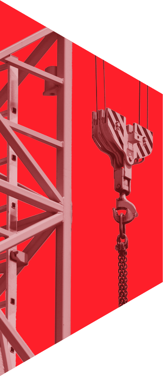 yellow construction crane on a red background