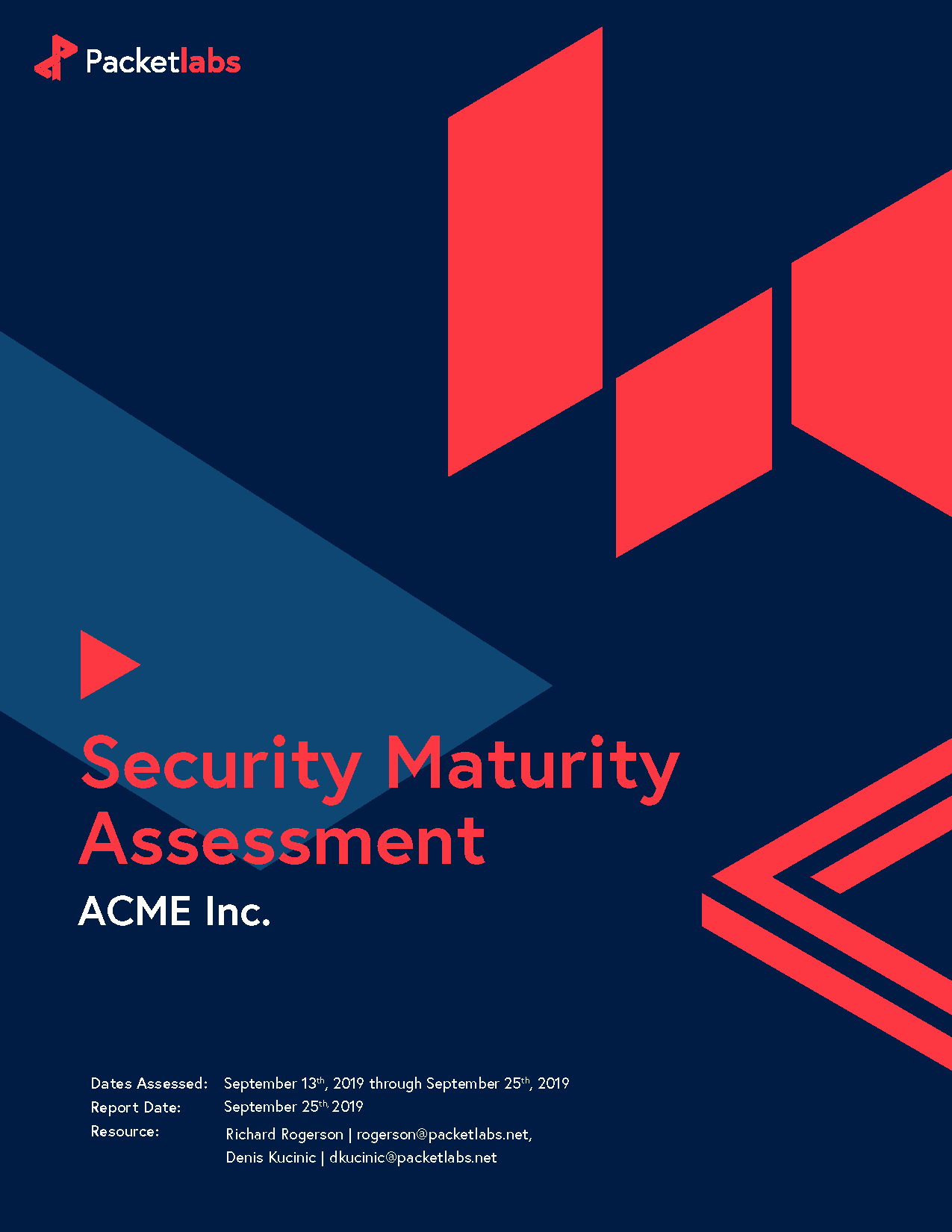 Security Maturity Assessment Report Cover