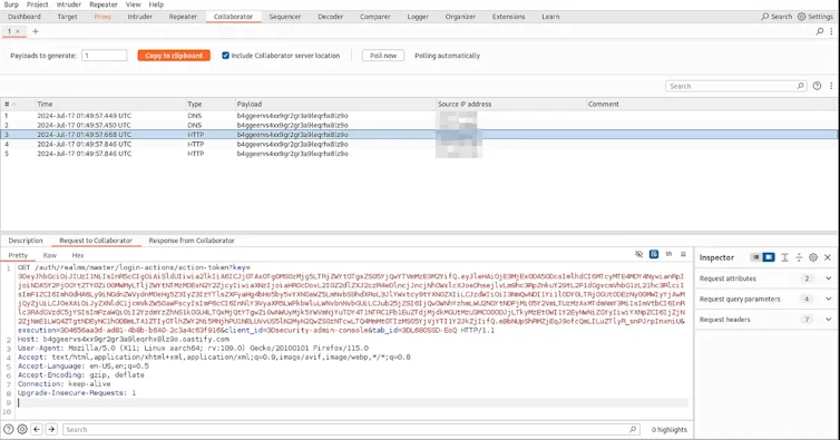 When the user accesses the link, the reset key is logged on the attacker’s web server.