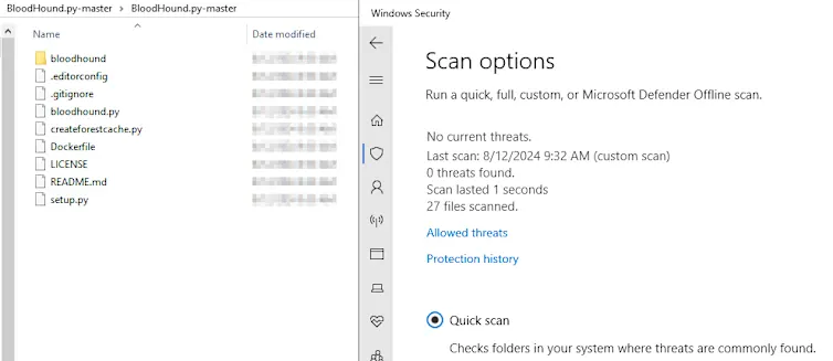 However, the Python variant of Bloodhound authored by Jan Mollema (@dirkjanm) does not appear to be flagged within Microsoft Defender for Endpoint (and a good number of other EDR vendors). This is likely due to the lack of optics for the default python.exe binary and the lack of auditing capabilities by default (pointed out by @naksyn).