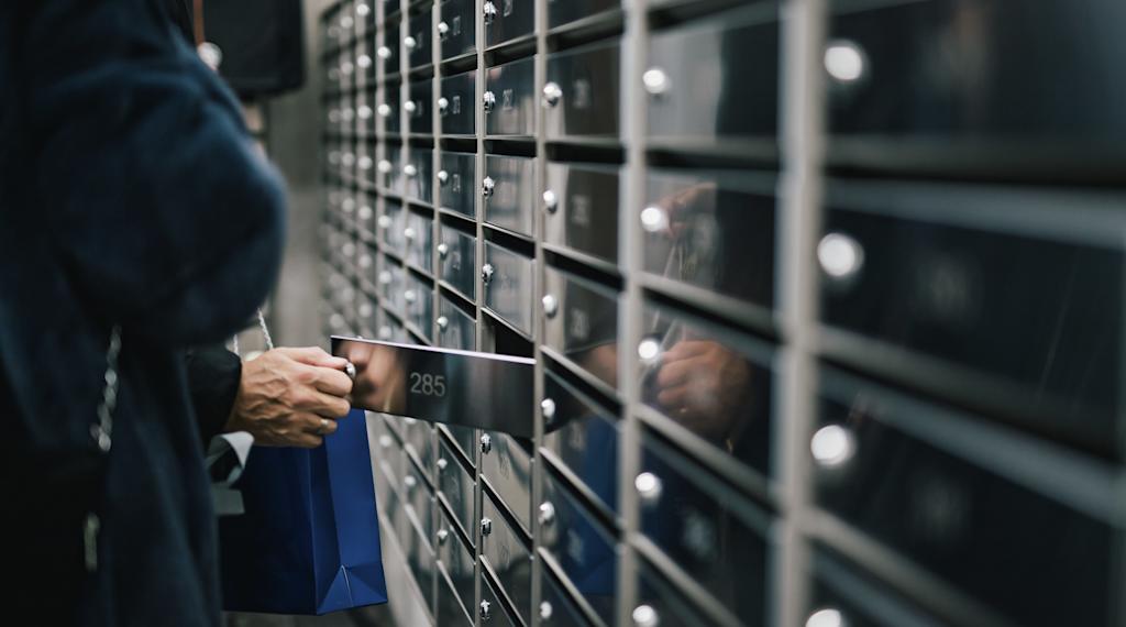 Elderly Man Checks New Letters Bills stock