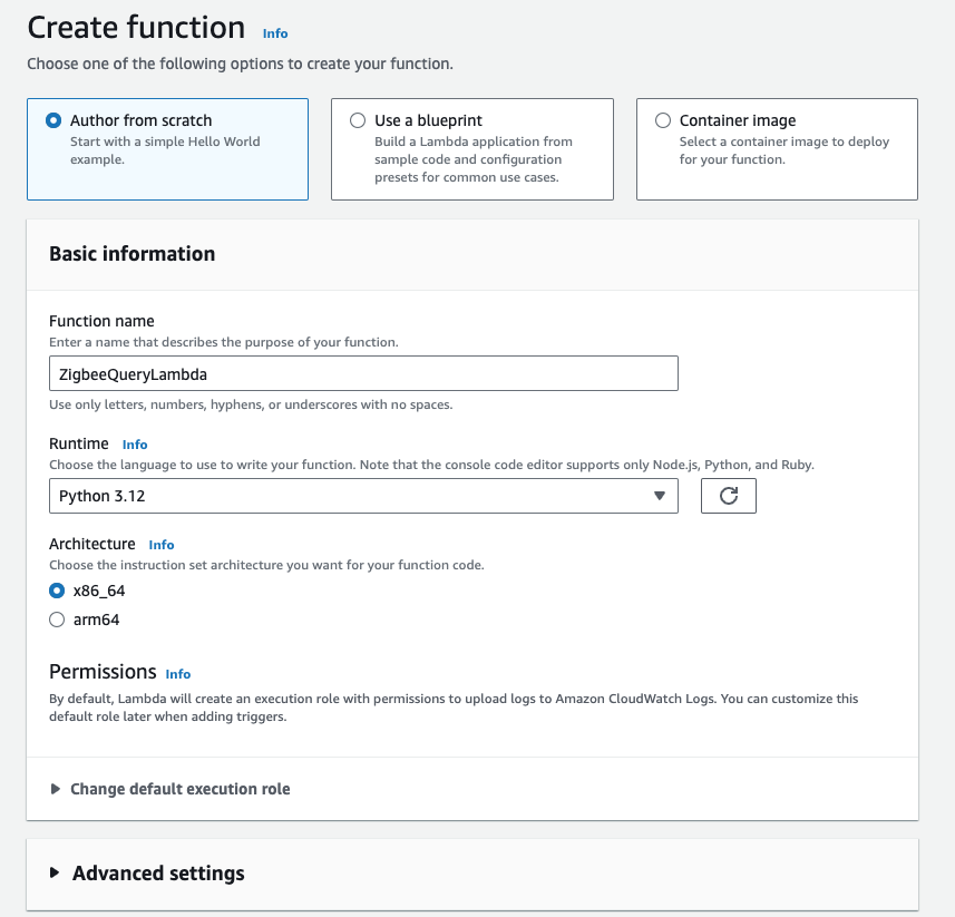 Lambda Creation Screen