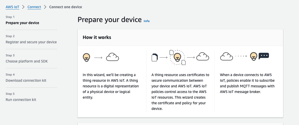 AWS IoT Connect one device