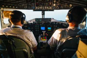 Pilots on an airplane