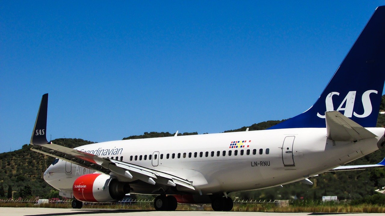 SAS airplane at the airport