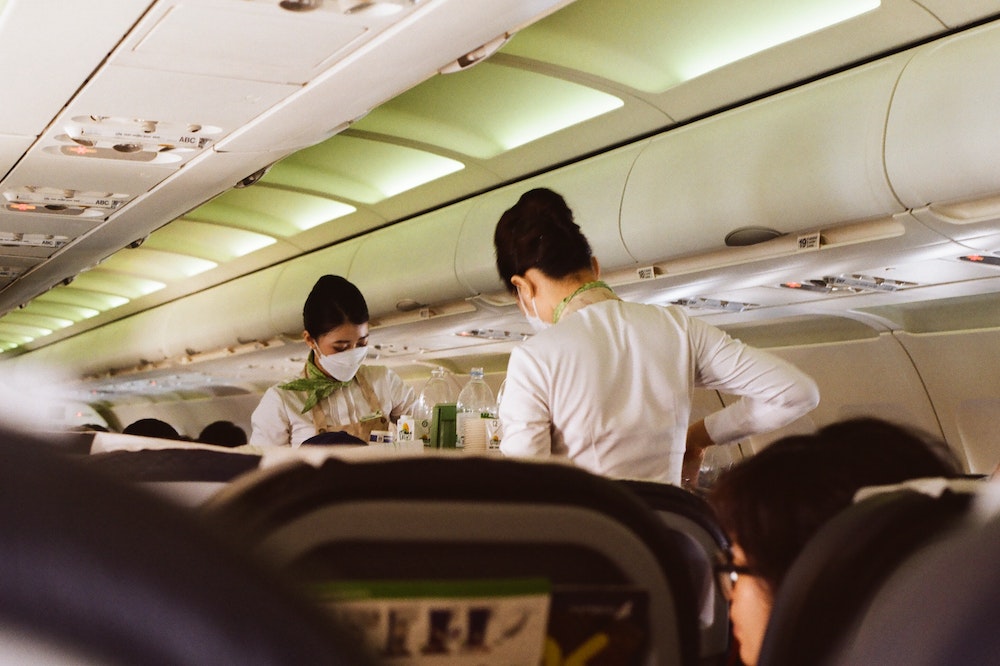Flight attendants on the plane