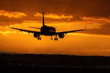 Smartwings flight at sunset