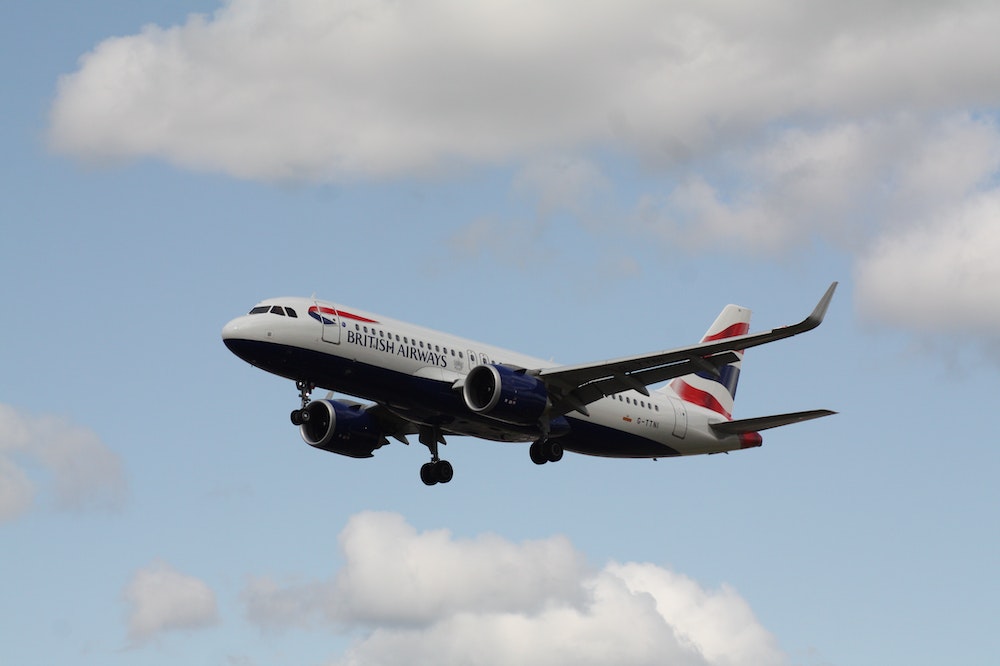 British Airways plane in the sky