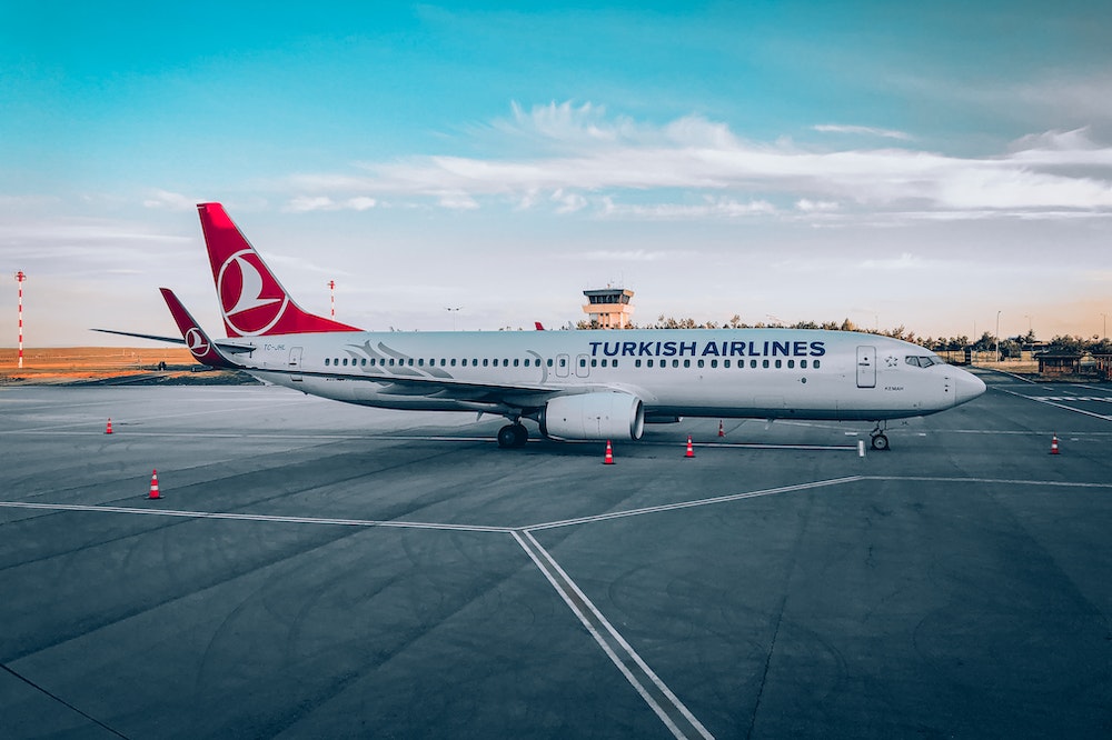 Turkish Airlines plane on a tarmac