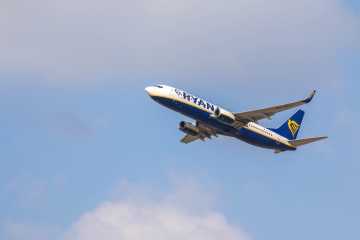 Ryanair aircraft in the sky