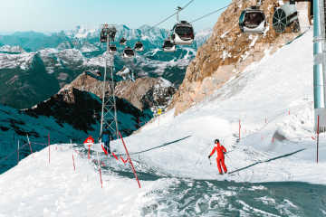 Cable car on the mountain in a mountain resort