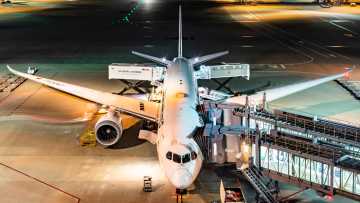 Airplane at the airport before boarding