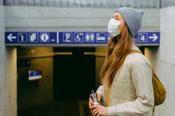 Young woman wearing a face mask