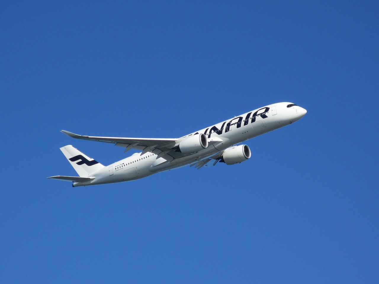 Finnair airplane in the air