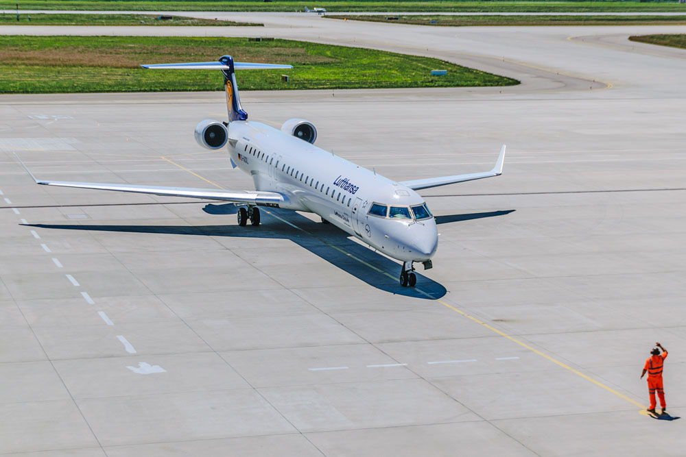 Lufthansa airplane at the airport