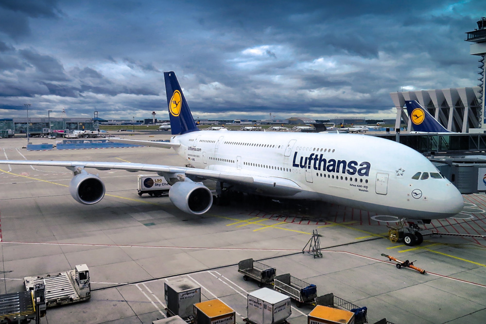 Lufthansa airplane at the airport