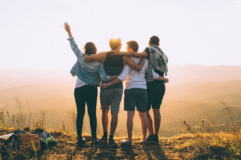 People standing on a mountain