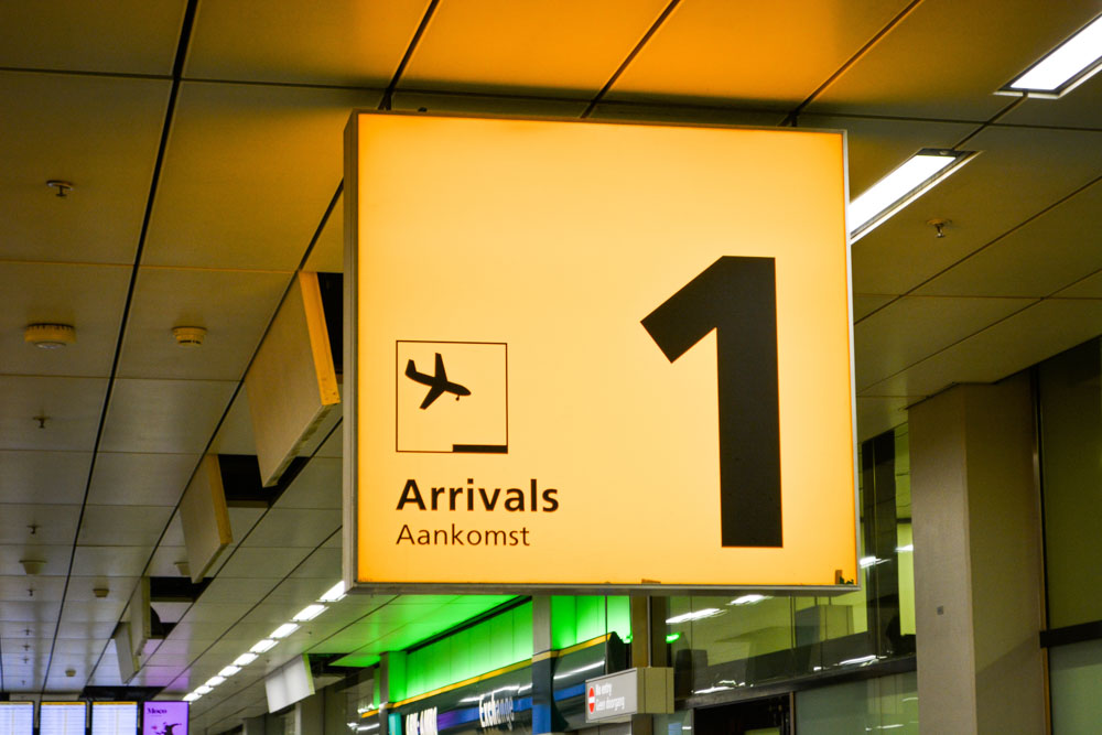 Arrivals area of the airport