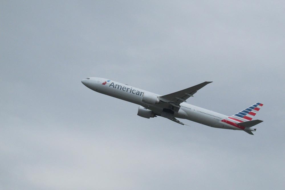 American Airlines plane in the air