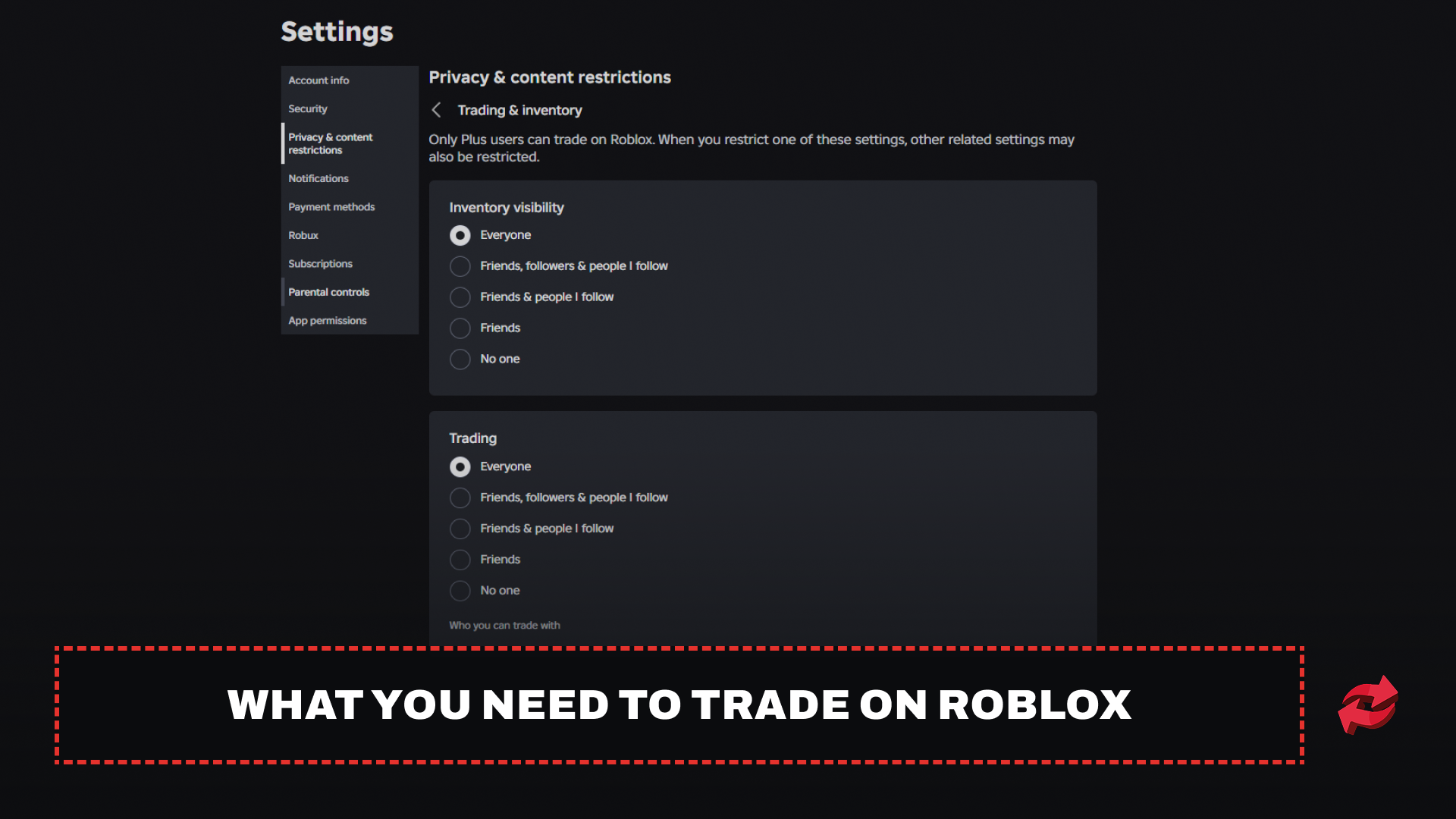 Roblox Privacy & Content Restrictions Settings