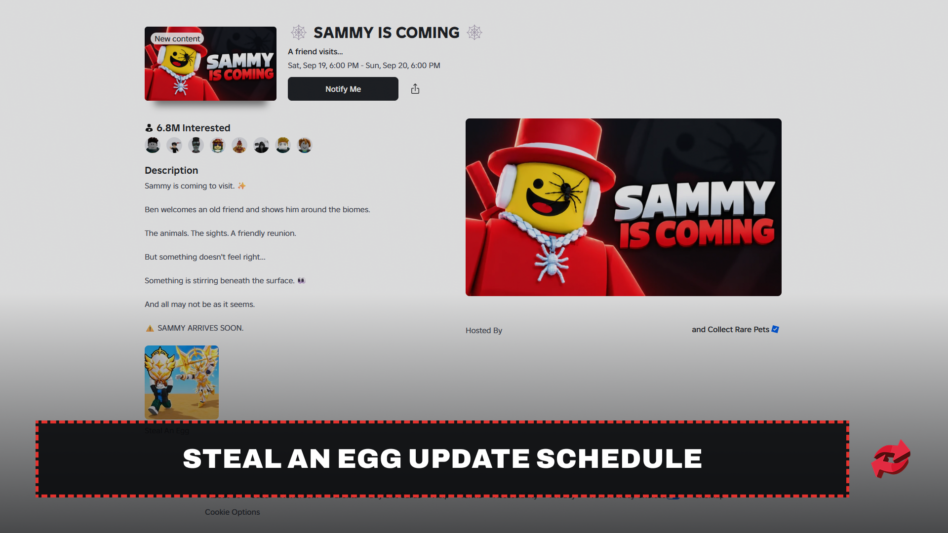 Sammy is Coming Event in Steal An Egg